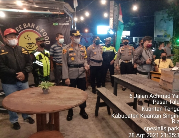 Penerapan PPKM level 3 di Kuansing terus berlanjut. Kapolres: Pimpin langsung Operasi Yustisi Malam Hari