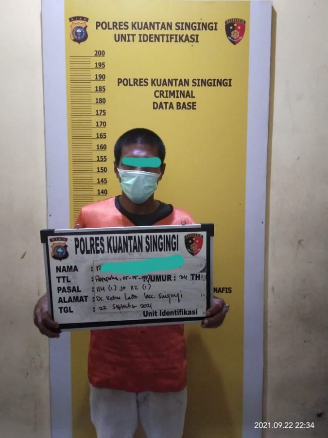 Sat Resnarkoba Polres Kuansing Bekuk Satu Pelaku tindak Pidana Narkotika Jenis Shabu di Desa Kebun Lado